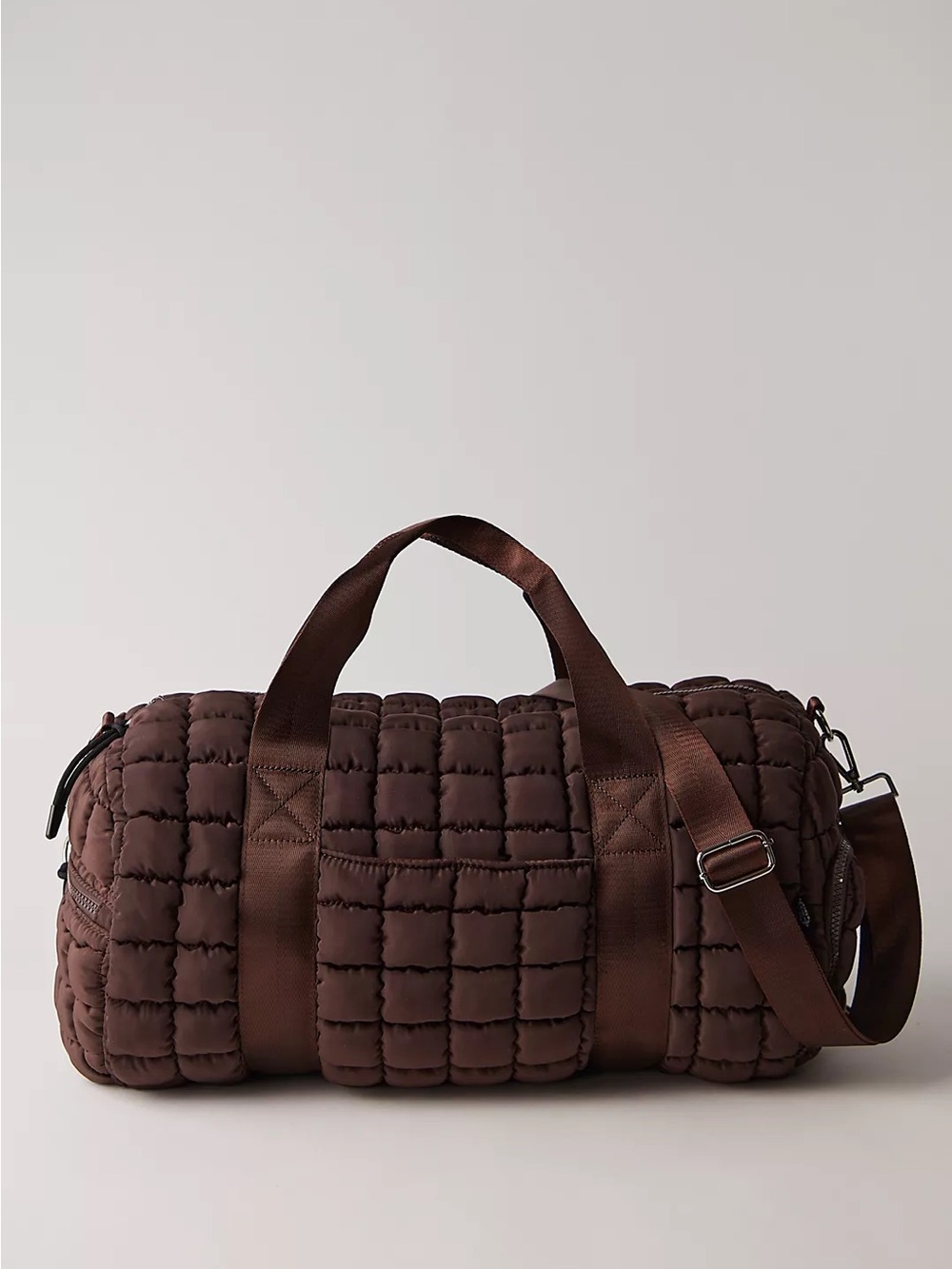 Free People Quilted Duffle Bag in Choco